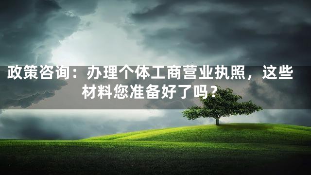 政策咨詢：辦理個(gè)體工商營(yíng)業(yè)執(zhí)照，這些材料您準(zhǔn)備好了嗎？